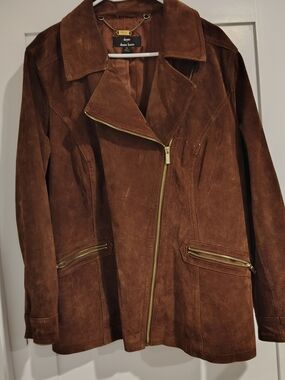 Brown Suede Zip-Front Jacket